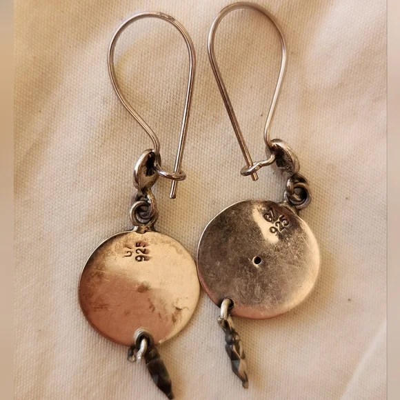 Set of handmade sterling silver drop earrings made in Turkey - Picture 5 of 7